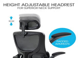 FORTIA Ergonomic Office Desk Chair, Lumbar Support, Mesh Fabric, Adjustable Headrest, Retractable V219-OFFOCRFOE2HKA