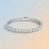 Elevate your everyday elegance with a Square Moissanite Tennis Bracelet in Sterling Silver, V1341-ZY-TX3SBRNT-MOISSANITE-PREMIUMS925