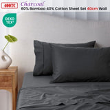 Accessorize 400TC Charcoal Bamboo Cotton Sheet Set 40cm Wall Queen V442-HIN-SHEETS-BAMBOOCOTTON40CM-CHARCOAL-QS