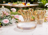 100 Pack Clear Gold Plastic Dessert Plates, 6Inch Clear Gold Small Appetizer Plates With Hammered, V1258-DP02-WO-486