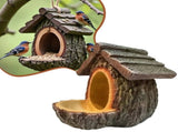 Vintage Treehouse Shape Bird Feeder - Bird House Feeder, Open Design Resin Feeding Birdhouse, V1370-AZ4-15915