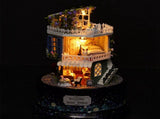 Creative DIY Dollhouse Dream House Miniature with Rotate Music Box Dust Cover LED Light V1294-YM0901-JY14759
