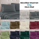 Art Terrace Microfiber Sheet Set King 33cm Wall Cream V442-ATX-SHEETS-24MICROFBER-CREAM-KI