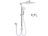 Square 8" Rain Shower Head 3 Mode Handheld Sliding Rail Arm 2 IN 1 Set Twin Taps V1233-HS002M4CSC842KSS108CPF0272A