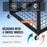 VEVOR Rolling Sports Ball Storage Cart, Lockable Basketball Cage with Double Lids, Sport Equipment V952-QL452425YCTJG7AS3V0