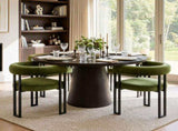 Artiss Dining Chairs Set of 4 Velvet Upholstered Barrel Chairs with Curved Armrests & Back Green UPHO-C-DIN-2553-GNX4