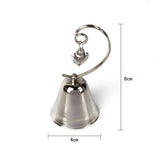 100 Bulk Buy Pack of Silver Wedding Kissing Bell Name Card Stand Holder with Heart in Ring V382-KISSINGBELLX100