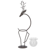 Deer Shape Wrought Iron Plant Stand Transparent Glass Hydroponic Plant Vase for Living RoomType A V1294-YM0710-3111210273511