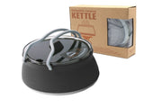 Black 1L Portable Collapsible Camping Kettle - Food-Grade Silicone Body with 304 Stainless Steel V888-ELOSUNG45203