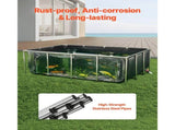 Canvas Fish Pond, 1781.3L Above Ground Fish Pond, PVC Koi Tank with Clear Viewing Panel, Rectangular V952-DSYCHSDTMC21LEAON002V0
