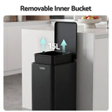 Cefito 15L Pedal Rubbish Bin Slim Carbon Steel Garbage Bin for Home Black RB-15L-1C-BK