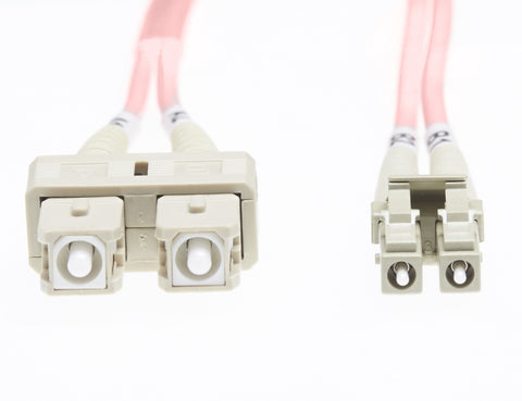 10m LC-SC OM4 Multimode Fibre Optic Cable: Salmon Pink - 2mm FL.OM4LCSC10MP
