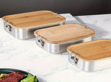 Stainless Steel Lunch Box With Bamboo Lid, Reusable Food Storage Container With Divider, For School V1237-ZY-807-033