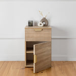 PORTO BEDSIDE TABLE - NATURAL OAK - FLUTED - PULL BRASS V164-ECS13SFB03G