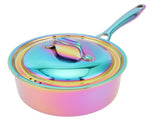 Stainless Steel Thickened Milk Pot with Lid Compound 3Layer Bottom Complementary Food PotColorful V1294-YM0901-3118210121512