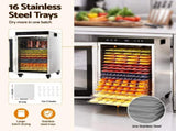 Devanti Food Dehydrator Stainless Steel Fruit Dryer 16 Tray Silver FD-E-500R-16T-SS
