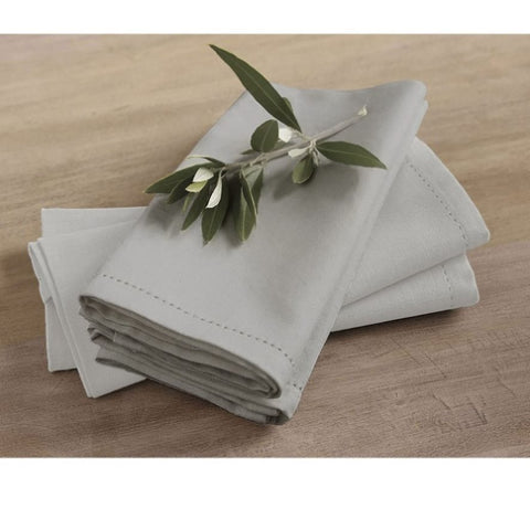 Rans Set of 4 Cotton Hemstitch Napkins - Grey V442-RAN-MISC-SETOF4HEMSTITCHNAPKINS-GREY-SQ