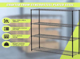 Modular Wire Storage 150x45cm Steel Shelving Black With Fixed Legs For Garage Warehouse Or Kitchen V63-841181