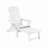 Gardeon Folding Sun Lounger Adirondack Chair Outdoor Lounge Setting HDPE Recliner Footrest White FF-BEACH-HEFD-OTTO-WH