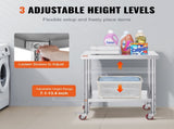 30x18x34 Inch Stainless Steel Work Table 3-Stage Adjustable Shelf with 4 Wheels Heavy Duty V952-CFGZT30X18X34YC01V0