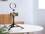 3 Gear Brightness LED Ring Light with Cell Phone Holder Stand for Live Stream Makeup Selfie V1294-YM0901-H32958