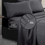 4pc 1000 Thread Count Cotton Rich King Bed Sheet Gift Pack CVC Microfibre Blend in Charcoal CVC-10KS-CH