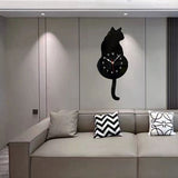 Black-Cat Pendulum Wall Clock,Cat Clock with Moving Tail,Cat Swinging,Whimsical Funny Cl ywm58 V1370-AZ4-10403