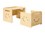 Montessori Weaning Table and Chair Set, 3 In 1 Wooden Toddler Table and Chairs with Chalkboard, V952-ETDNZY1708118E4HMV0