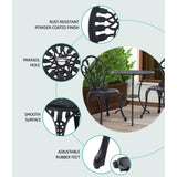 Gardeon 3PC Outdoor Setting Bistro Set Chairs Table Cast Aluminum Patio Furniture Tulip Black GB-CALU-3PC-XG1018-BK