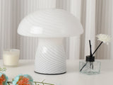 Stripe-Pure White Retro Swirl Glass Mushroom Table Lamp - LED Bedside Night Light V888-ELOSUNG28089
