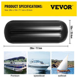 Boat Fenders, 10" x 28" Ribbed Fender, 4 Pack Bumpers, Hole Through Middle Ribbed Inflatable V952-DNB10X28YCBHQHS01V0