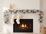Christabelle 2.74m Alpine Snow Christmas Garland Pre Lit Multi Function LED Timer Flocked Pine 112_WFLAS274