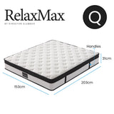 KINGSTON SLUMBER RelaxMax 31cm Queen Mattress, Medium, Euro Top, 5-Zone, Pocket Spring, Knitted V219-BEDMATKSST4A
