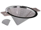 Cone Shaped Strainer Double Ear Stainless Steel Small Strainer for Coffee Tea Leaves Milk Tea V1294-YM0901-3118210147011
