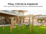ROVO KIDS Ultimate Outdoor Monkey Bars Playset Frame, with Climbing Wall, Disc Swing, Rope Ladder V219-PLYNJPRVMB3B