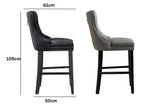 French Provincial Black Bar Stools with Footrest - Set of 2 V292-BS-FRENCH-BLACKSEAT-BLACK-SO2