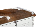 COWHIDE IRON LOCKER BENCH V742-M11242
