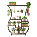 NNETMLT 6-Tier Plant Stand with Vase Shape Ladder Design, Rustic Brown V728-EC173970