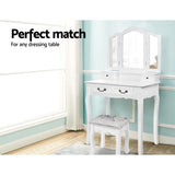 Artiss Dressing Table Stool Velvet White DRESS-D-STOOL-WH