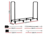 Gardeon Firewood Rack 120cm Wood Rack 3 Sizes Firewood Storage with Tools Black FSR-A-H120
