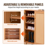 VEVOR Rattan Shoe Cabinet 5 Tiers Shoe Organizer 2 Doors & Adjustable Shelves V952-DMTBXJ2M293718WI7V0