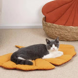 2 Pcs Yellow Leaf-Shaped Pet Sleeping Mat - Durable Dog Floor Pad & Cat Bed for Sleeping and V888-ELOSUNG13475