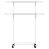 Artiss Clothes Rack Double Rod Airer Rail Coat Stand Adjustable Hanger HANGER-149H-D-SI