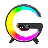 Black Smart G Lamp Night Light Bluetooth Speaker Wireless Charger LED RGB Alarm Clock V201-W12854967