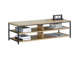 CARLA HOME Tv Stand 3 Tier Open Shelf Entertainment Console - Brown - Rustic - Steel V178-36429