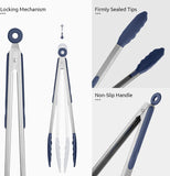 600F Heat Resistant Kitchen Tongs 7/9/12 inch Silicone Cooking Tong Set with Non Stick Rubber Tips V1258-DP02-C-356