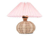Pleated Table Lamp Soft Yellow Light Linen Lampshade Rattan Base Bedside Lamp for Bedroom Roseate V1294-YM0901-3119250082811