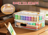 2X Acrylic Paint Storage Box for 2 Fl. Oz Acrylic Paints, 48 Bottles Capacity, Brushes Craft V1366-AZ2-W-14530