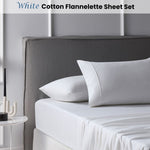 Accessorize Cotton Flannelette Sheet Set 40cm Wall White Queen V442-HIN-SHEETS-COTTONFLANNELETTE-WHITE-QS