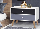 Artiss Bedside Table 2 Drawers - BONDS White FURNI-E-SCAN-BS03-WHBK